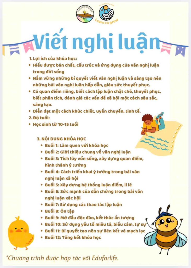 Nội dung khóa học viết nghị luận